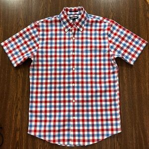 Lands' End NWOT Men's Casual Red and Blue Plaid Shirt